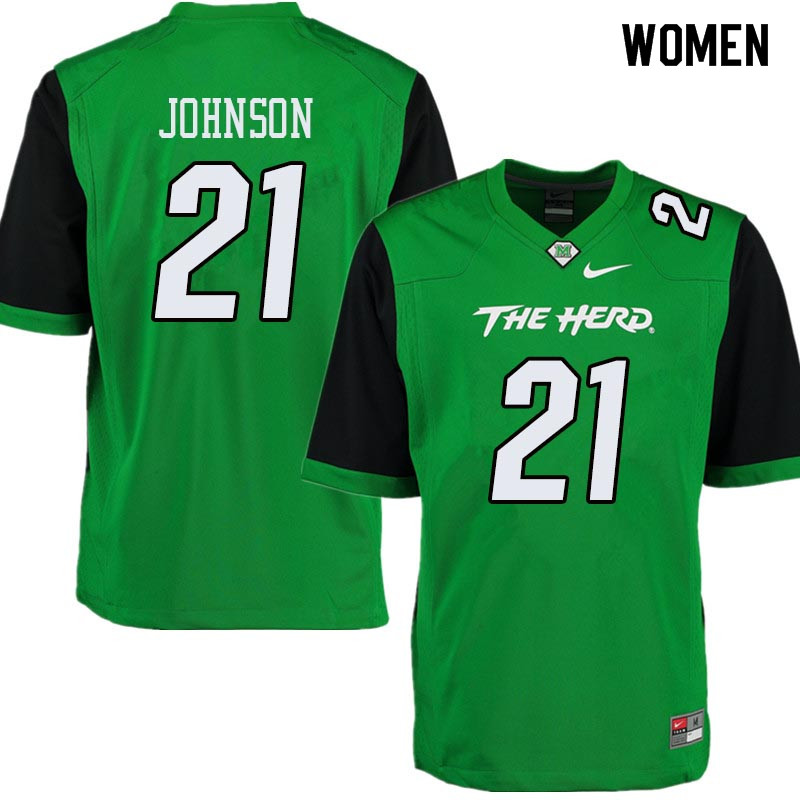 Women #21 Artis Johnson Marshall Thundering Herd College Football Jerseys Sale-Green - Click Image to Close